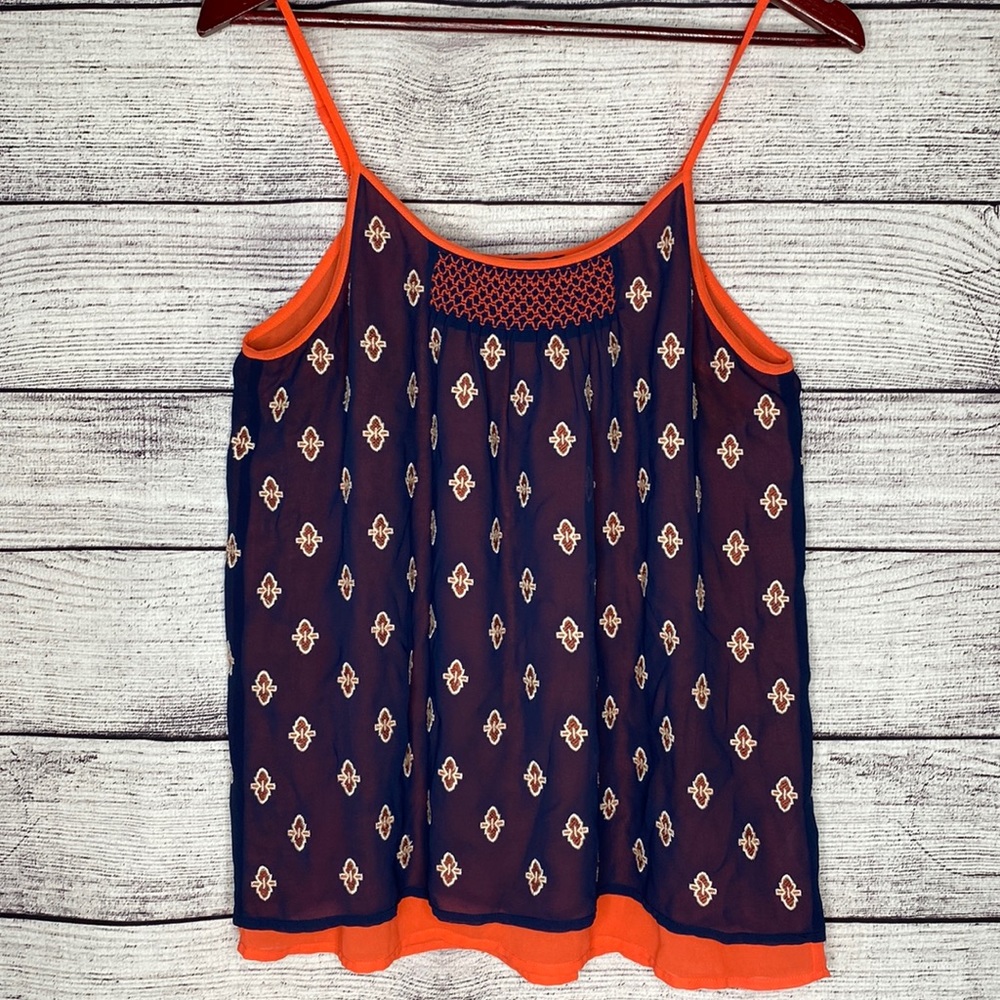 THML Embroidered Orange & Blue Top M
